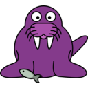 download Cartoon Walrus clipart image with 270 hue color