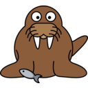 download Cartoon Walrus clipart image with 0 hue color