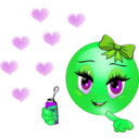 download Blowing Bubbles Girl Smiley Emoticon clipart image with 90 hue color