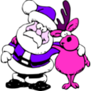 download Santa And Reindeer clipart image with 270 hue color