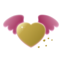 download Gold Heart With Pink Wings clipart image with 0 hue color