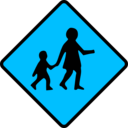 download Caution Children Crossing clipart image with 135 hue color