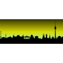 download Berlin Skyline clipart image with 180 hue color
