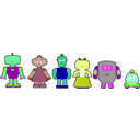 download Cartoon Robots Outlined clipart image with 90 hue color