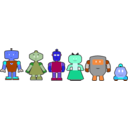 download Cartoon Robots Outlined clipart image with 180 hue color