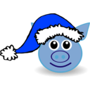 download Funny Piggy Face With Santa Claus Hat clipart image with 225 hue color