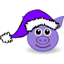 download Funny Piggy Face With Santa Claus Hat clipart image with 270 hue color