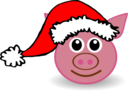 Funny Piggy Face With Santa Claus Hat