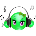 download Girl Listen Music Smiley Emoticon clipart image with 90 hue color