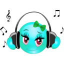 download Girl Listen Music Smiley Emoticon clipart image with 135 hue color