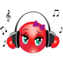 download Girl Listen Music Smiley Emoticon clipart image with 315 hue color