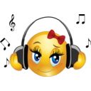 download Girl Listen Music Smiley Emoticon clipart image with 0 hue color