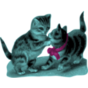 download Kittens One With Blue Ribbon clipart image with 135 hue color