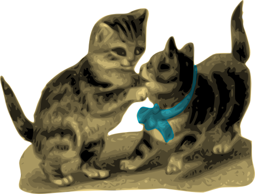Kittens One With Blue Ribbon