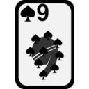 download Nine Of Spades clipart image with 180 hue color