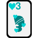 download Three Of Hearts clipart image with 180 hue color