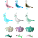 download Simple Birds And Fishes clipart image with 135 hue color