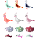 download Simple Birds And Fishes clipart image with 315 hue color