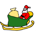 download Santa In His Sleigh clipart image with 0 hue color