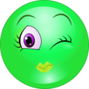 download Winky Girl Smiley Emoticon clipart image with 90 hue color