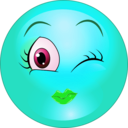 download Winky Girl Smiley Emoticon clipart image with 135 hue color