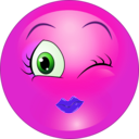 download Winky Girl Smiley Emoticon clipart image with 270 hue color