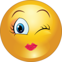 download Winky Girl Smiley Emoticon clipart image with 0 hue color