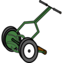 download Cartoon Push Reel Lawn Mower clipart image with 0 hue color