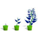 download Green Plant In Its Pot In Three Different Phases Of Growth clipart image with 90 hue color