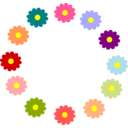 download Rainbow Flower Wreath clipart image with 0 hue color