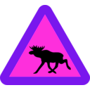 download Warning Moose Roadsign clipart image with 270 hue color