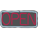 download Neon Open Sign clipart image with 0 hue color