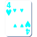 download White Deck 4 Of Hearts clipart image with 180 hue color