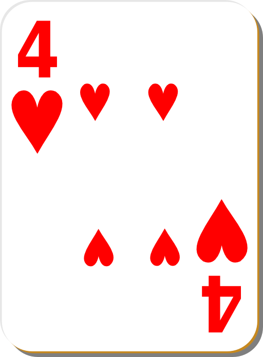 White Deck 4 Of Hearts