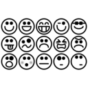 download Greyscale Smiley Set clipart image with 90 hue color