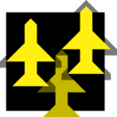 Yellow Planes Flying Over Black Ground 16px Icon
