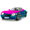 download Red Blue Convertible Sports Car clipart image with 315 hue color