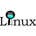 download Linux Text With Funny Tux Face clipart image with 135 hue color