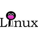 download Linux Text With Funny Tux Face clipart image with 270 hue color