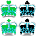 download Stylized Crowns For Card Faces clipart image with 135 hue color