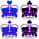 download Stylized Crowns For Card Faces clipart image with 225 hue color