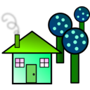download House With Trees clipart image with 90 hue color