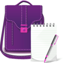 download Bag And Notes clipart image with 270 hue color