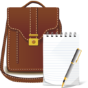 download Bag And Notes clipart image with 0 hue color