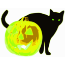 download Cat And Jack O Lantern clipart image with 45 hue color