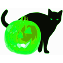 download Cat And Jack O Lantern clipart image with 90 hue color