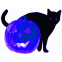 download Cat And Jack O Lantern clipart image with 225 hue color