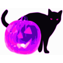 download Cat And Jack O Lantern clipart image with 270 hue color