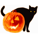 download Cat And Jack O Lantern clipart image with 0 hue color