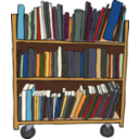 download Library Book Cart clipart image with 0 hue color